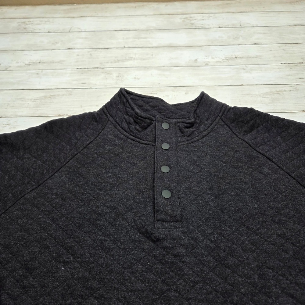 Eddie Bauer Quilted Mock Neck Pullover Mens XXL Gray Snap Button Sweatshirt - Picture 3 of 9
